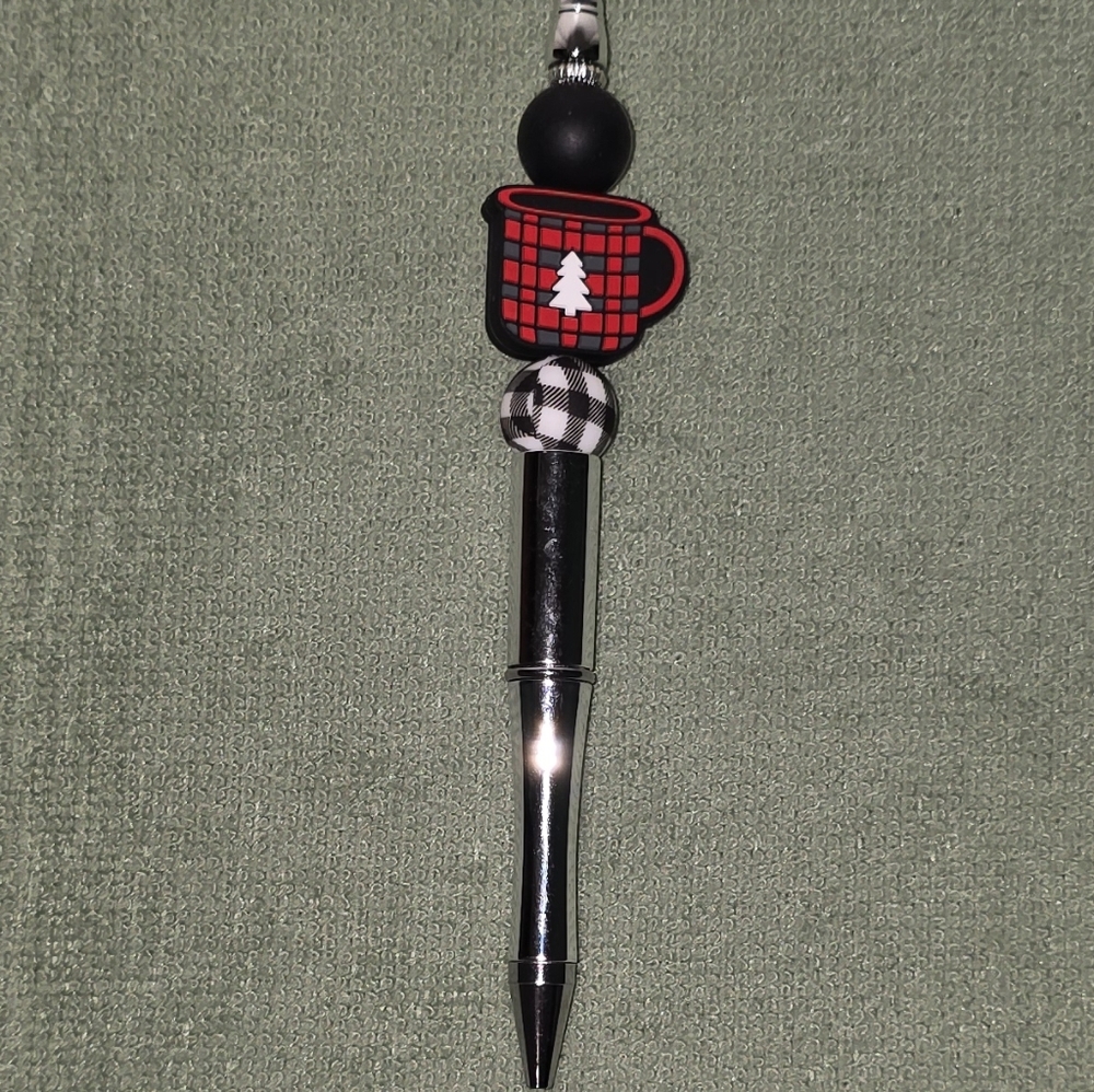 Bundle 2/$12 Plaid Mug Beaded Silver Pen
